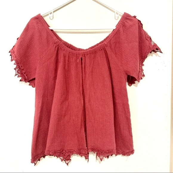 NWT VOLCOM Stone Row Flyaway Festival red blouse S - Picture 5 of 9
